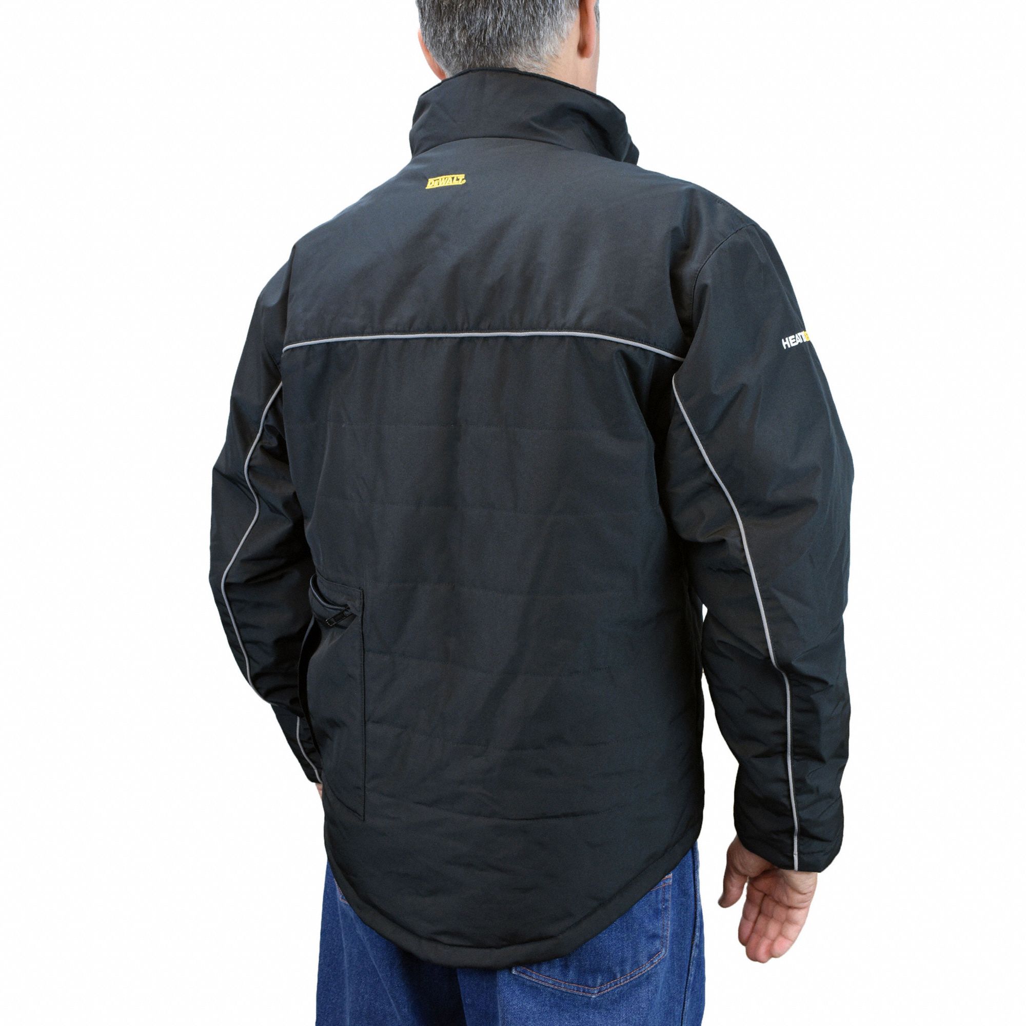 DEWALT Heated Jacket Men's, L, Black, Up to 9 hr, 44 in Max Chest Size