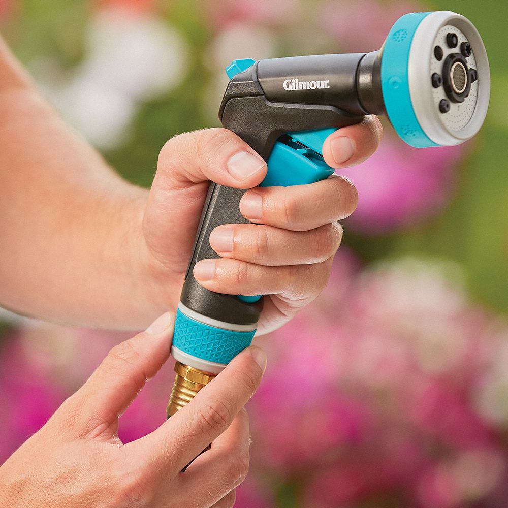 GILMOUR Water Nozzle 100 psi Max. Pressure, Trigger, 3/4 in GHT, Metal, Aqua 425Y02843112