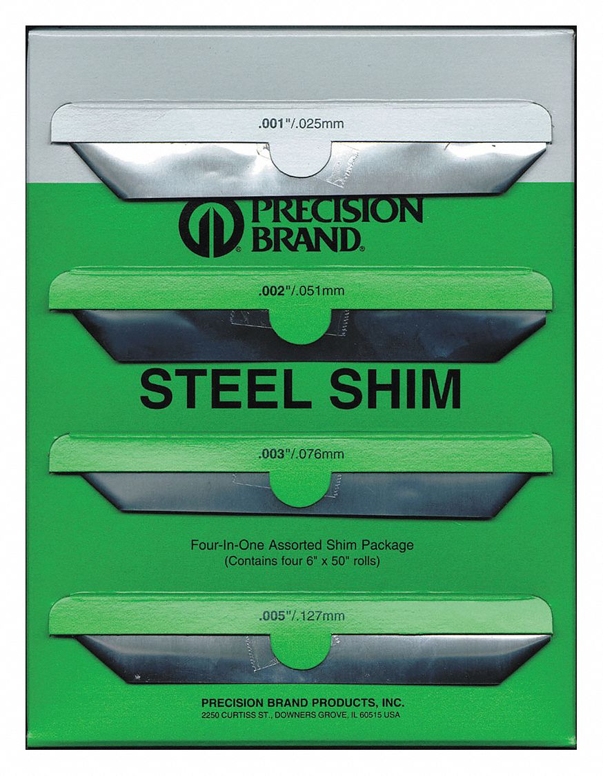 PRECISION BRAND 16B4 Shim Stock, Roll, Steel, Assortment 698158166909