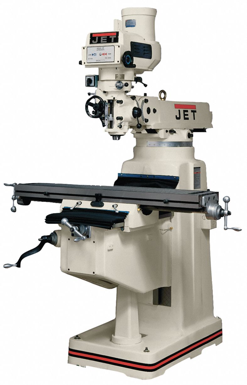 JET, 10 in Table Lg, 50 in Table Wd, Knee/Column Milling Machine