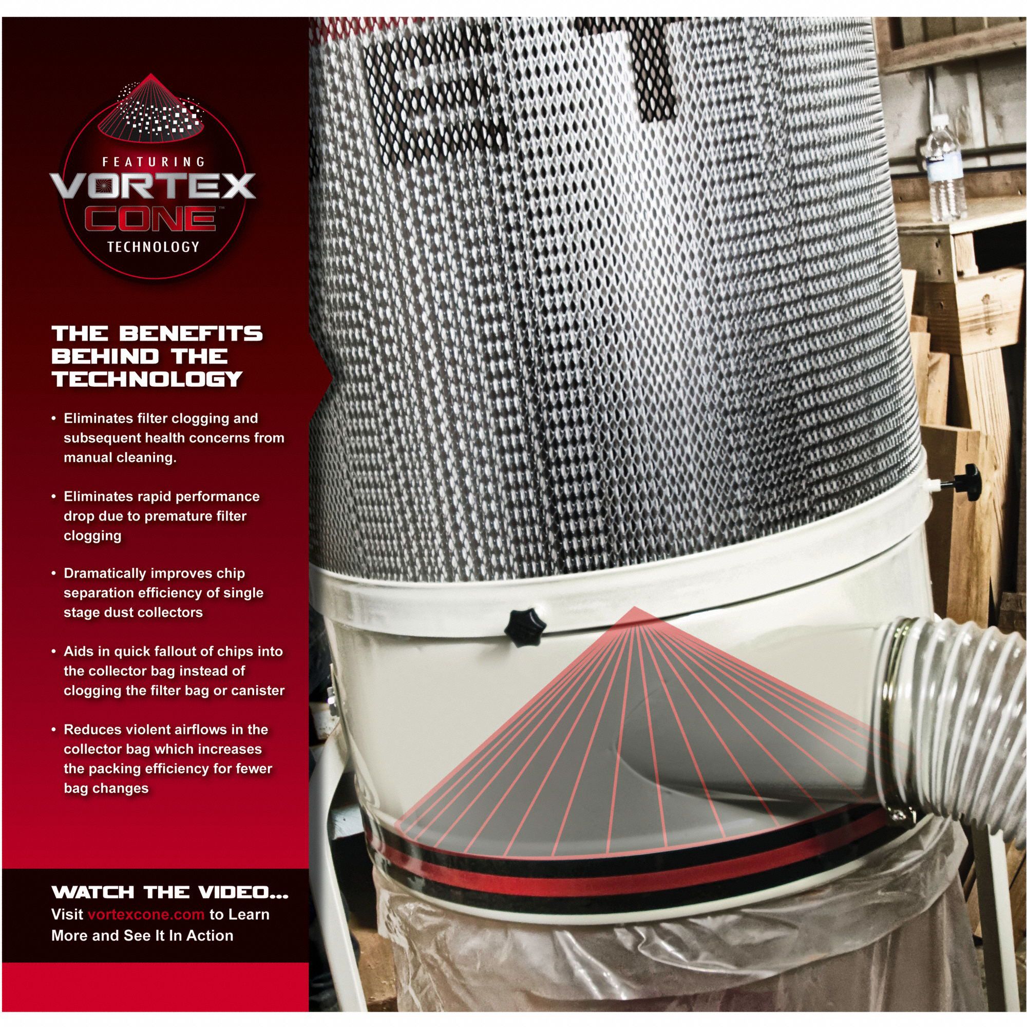 JET Dust Collector 1,100 cfm Max. Flow (CFM), 8,464 fpm Op Velocity