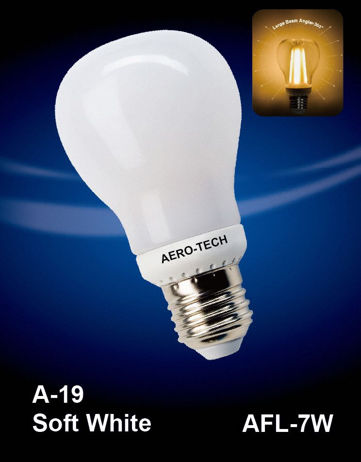AEROTECH LED Bulb, A19, Medium Screw (E26), 3000K, 800 lm, 7W, 120V AC