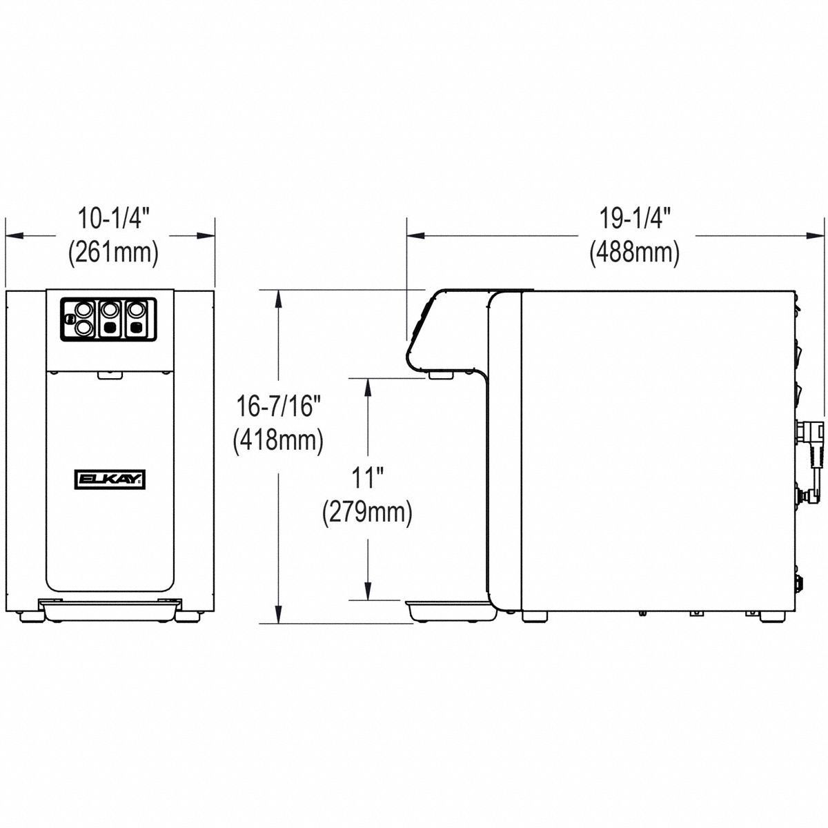 ELKAY Plumbed Water Dispenser Countertop, Cold/Room Temp, Black/Gray
