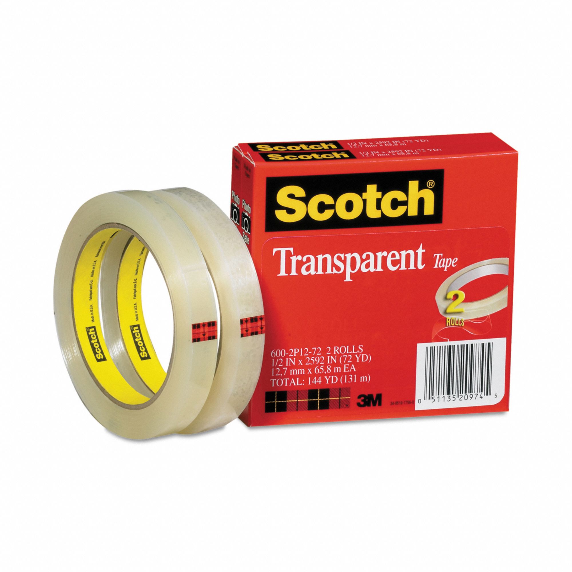 3M Office Tape 3M™ Scotch™, 600, 1/2 in x 216 ft, 3 in Tape Core Dia