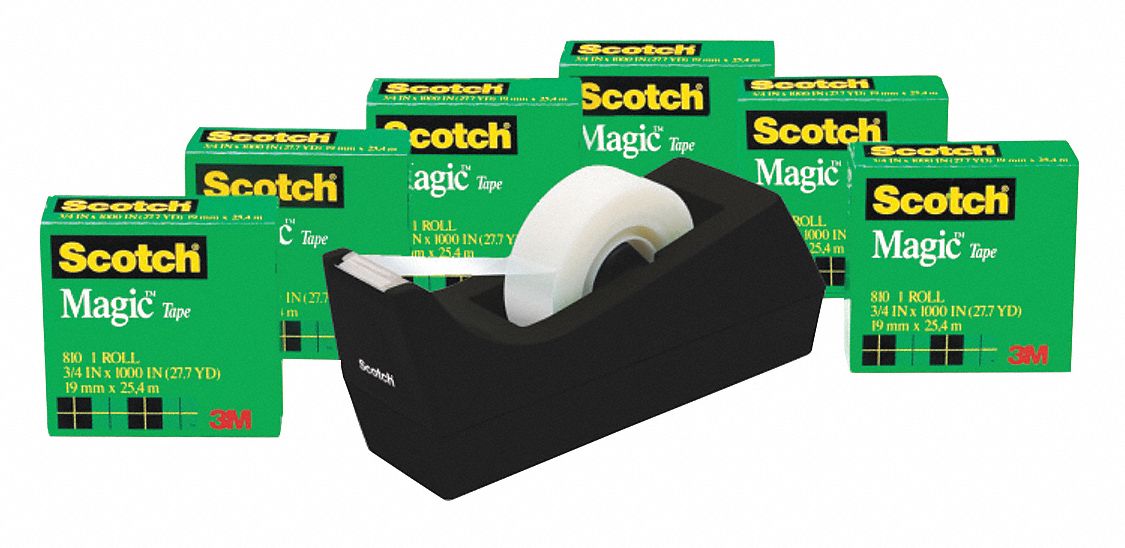 3M, 3/4 in Max. Tape Wd, 6, Office Tape with Dispenser 43GA30