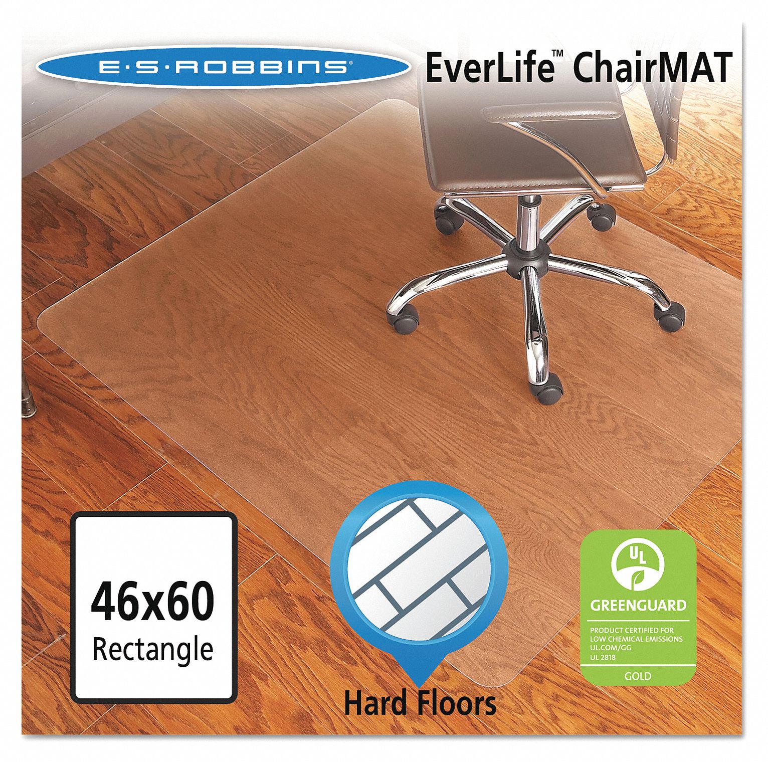 ES ROBBINS, Chairmat,46x60, Rectangular,Hard Floors 43PT60131826
