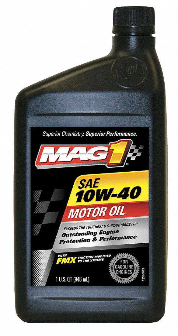 MAG 1 Conventional Engine Oil, 1 qt Bottle, SAE Grade: 10W-40, Amber