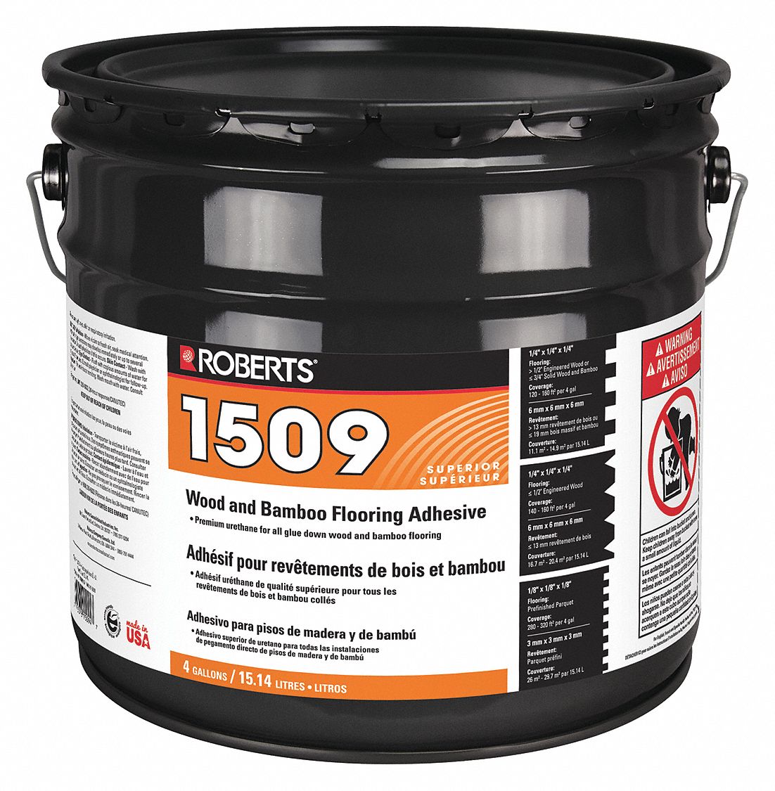 ROBERTS, 1509, 4 gal, Construction Adhesive 43Z142R15094 Grainger