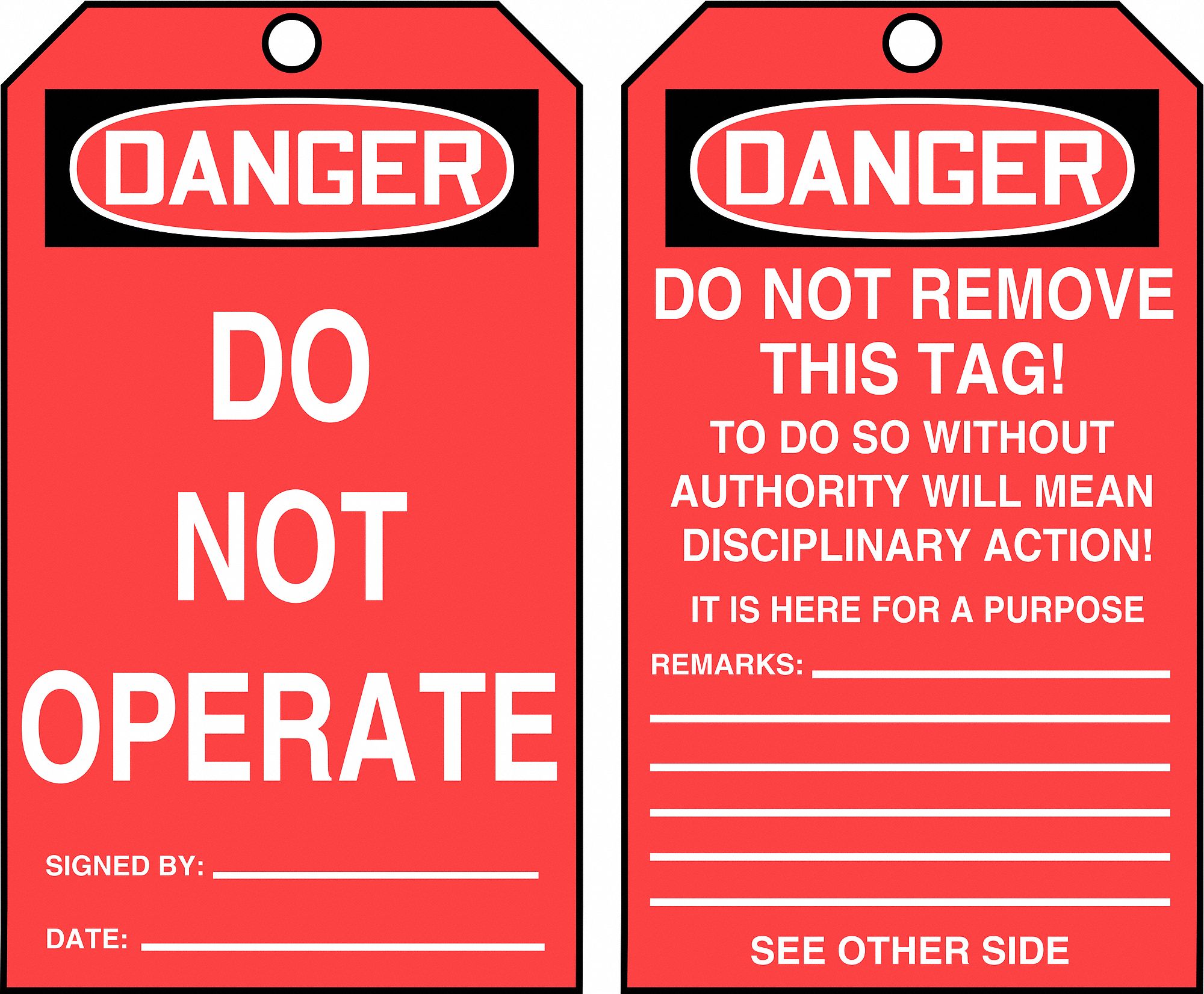 ACCUFORM Danger Tag By The Roll, Sign Legend Do Not Operate, Sign