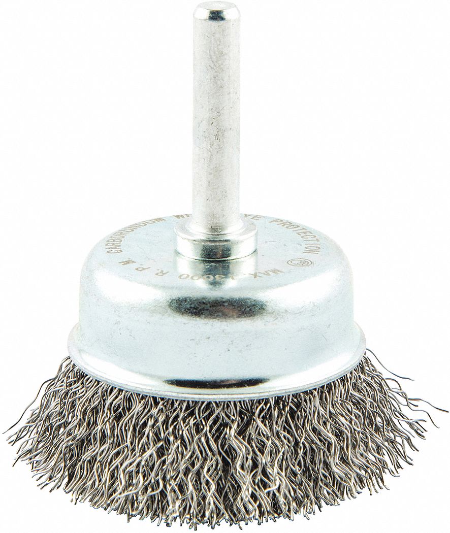 GRAINGER APPROVED 2 in Crimped Wire Cup Brush, Shank Mounting, 0.012 in