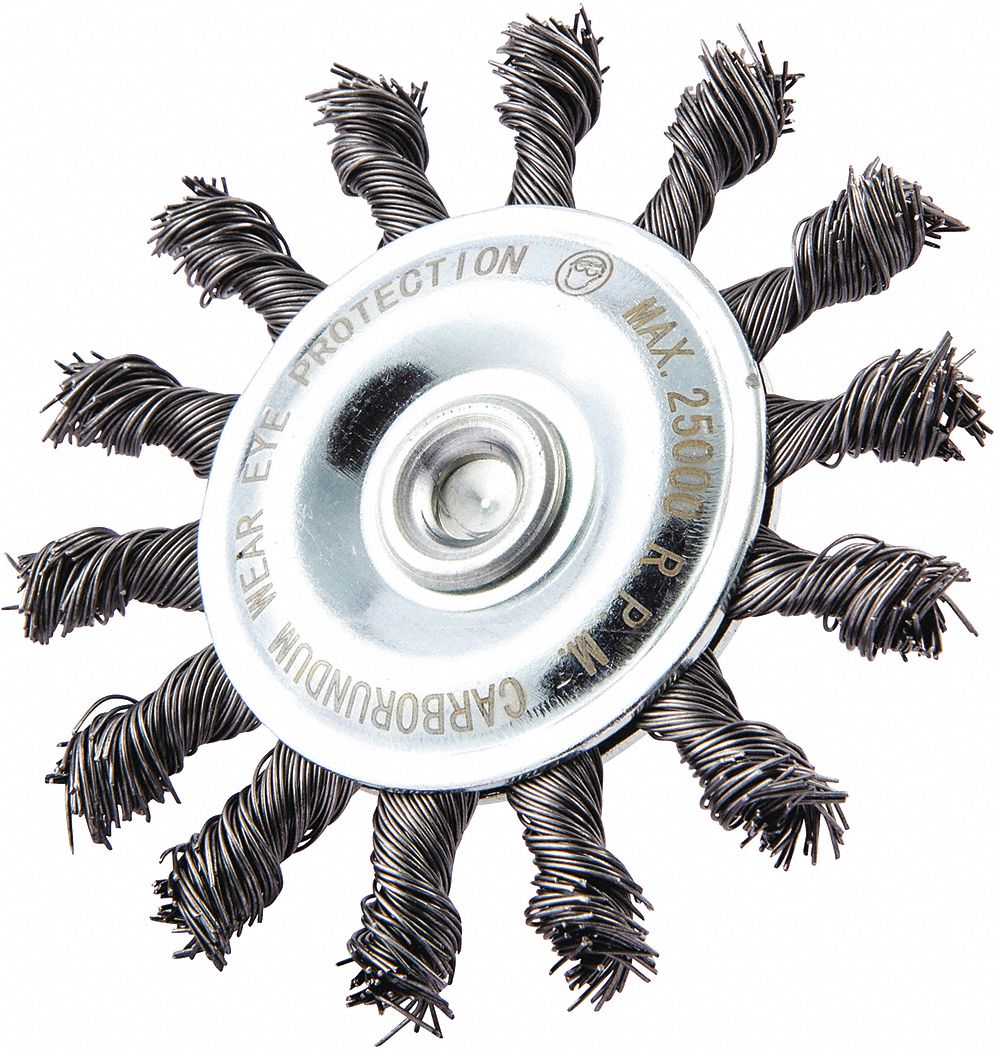 GRAINGER APPROVED 3 in Knotted Wire Wheel Brush, Shank Mounting, 0.014