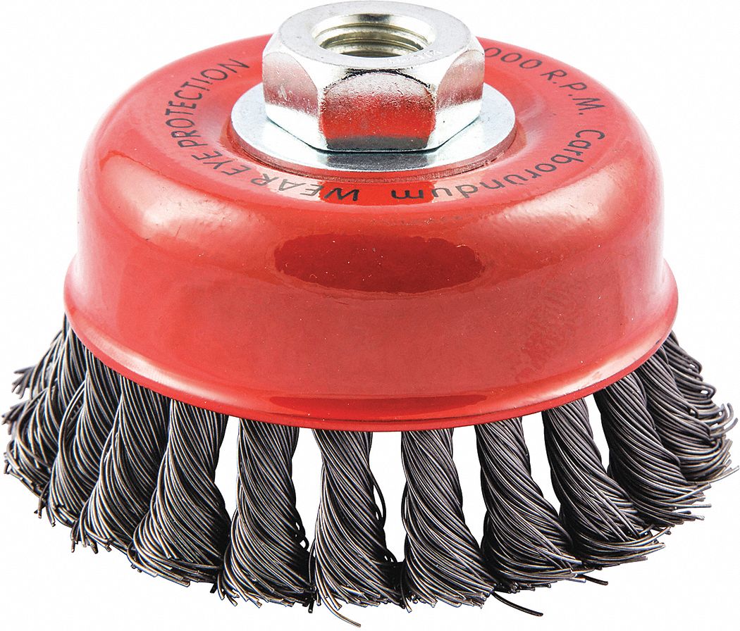 GRAINGER APPROVED 4 in Knotted Wire Cup Brush, Arbor Hole Mounting, 0.