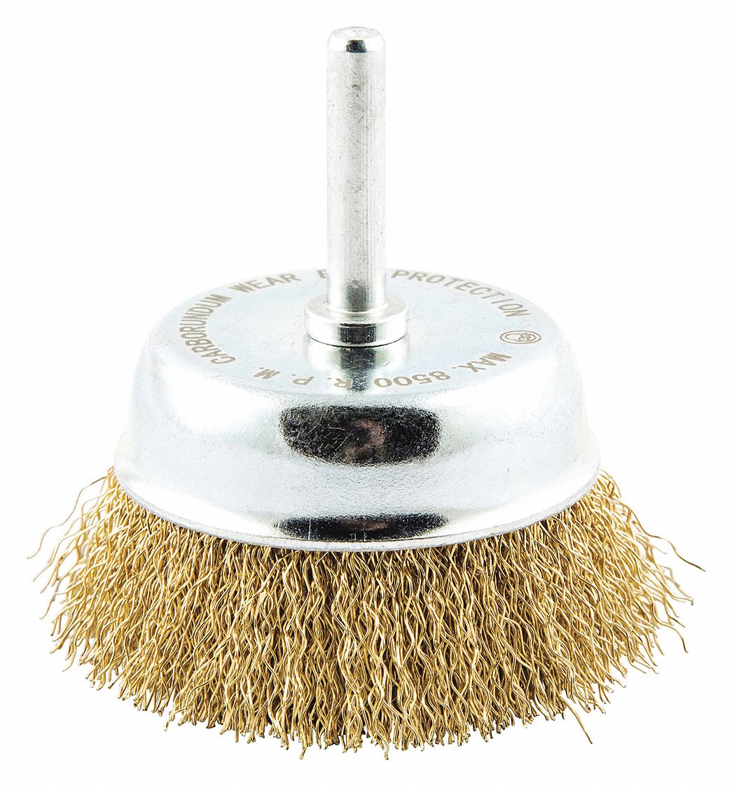 GRAINGER APPROVED 2 3/4 in Crimped Wire Cup Brush, Shank Mounting, 0.