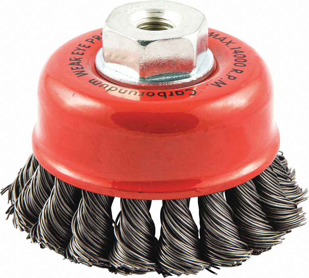 GRAINGER APPROVED 2 3/4 in Knotted Wire Cup Brush, Arbor Hole Mounting