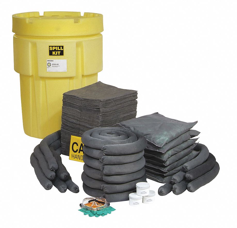 SPILLTECH, 87 gal Volume Absorbed Per Kit, (2) Pr of Gloves/Safety