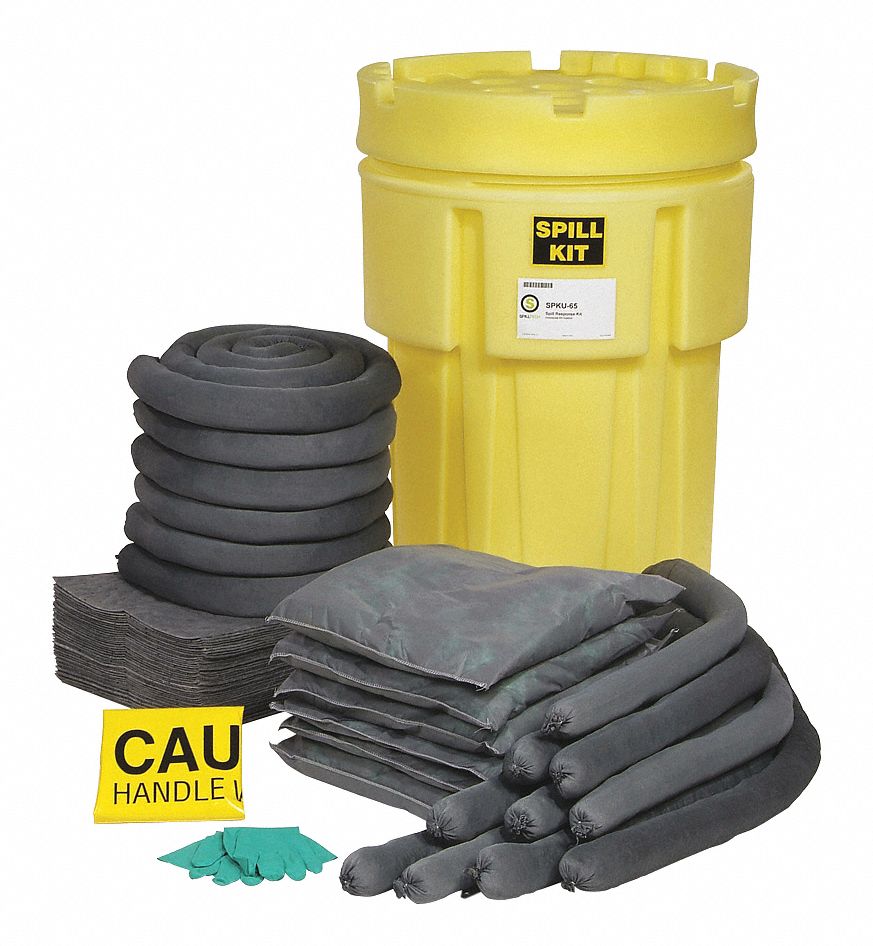 SPILLTECH, 50 gal Volume Absorbed Per Kit, (2) Pr of Gloves/Safety