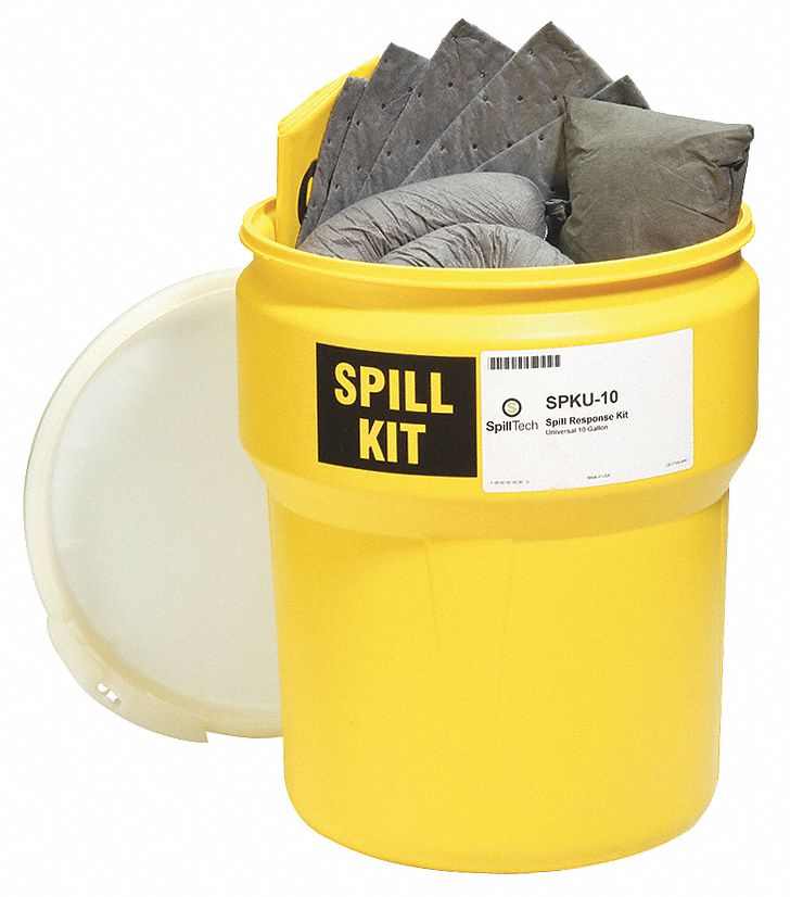 SPILLTECH, 10 gal Volume Absorbed Per Kit, Pr of Gloves/Safety Goggles