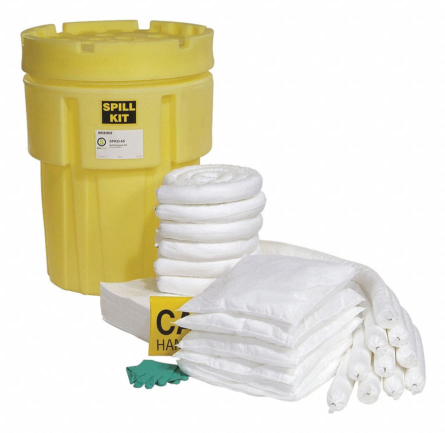 SPILLTECH, 44 gal Volume Absorbed Per Kit, (2) Pr of Gloves/Safety