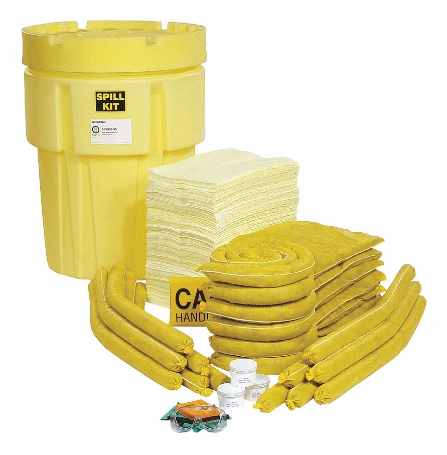 SPILLTECH, 80 gal Volume Absorbed Per Kit, (2) Pr of Gloves/Safety