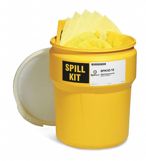 SPILLTECH, 10 gal Volume Absorbed Per Kit, Pr of Gloves/Safety Goggles