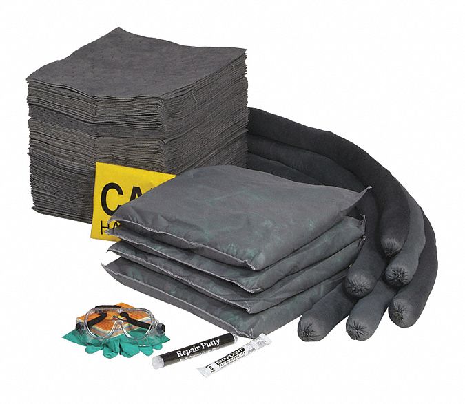 SPILLTECH, 47 gal Volume Absorbed Per Kit, (2) Pr of Gloves/Safety