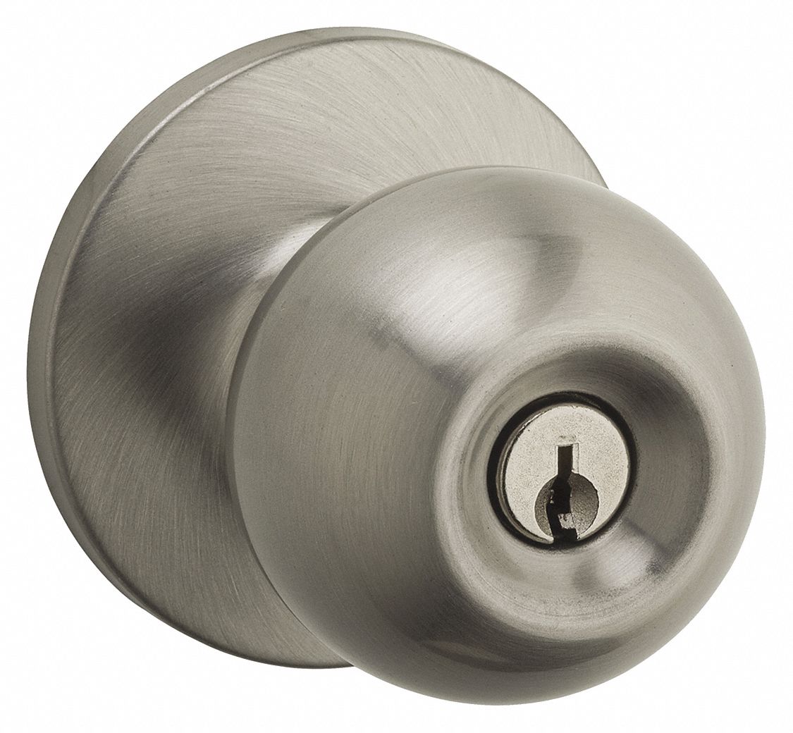SAFE LOCK Knob Lockset, Mechanical, Knob, Cylindrical, Entrance, 3