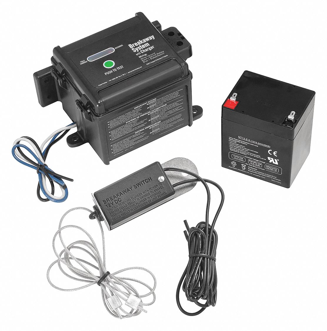 REESE, Trailers, 48 in Charger/5 Ah Battery/Battery Box/Tekonsha