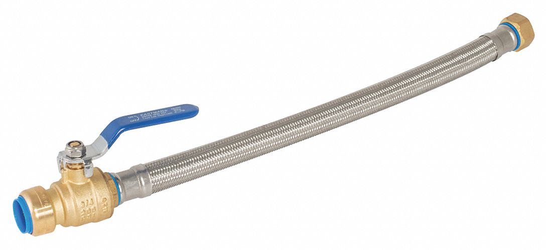 GRAINGER APPROVED Water Heater Connector, Hose Fittings Brass 3/4 in