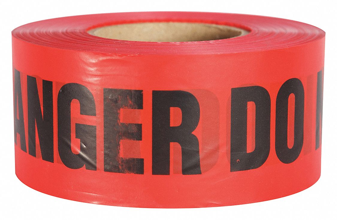 QUEST Barricade Tape, Red, 3 in x 1,000 ft, Danger 444P16R175M31000D