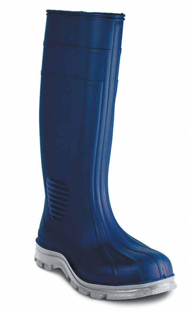 TALON TRAX Rubber Boot, Men's, 9, Knee, Steel Toe Type, PVC, Blue, 1 PR
