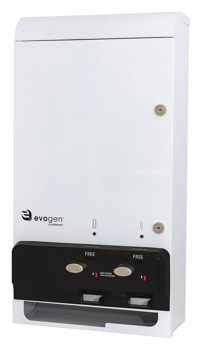 EVOGEN Sanitary Napkin/Tampon Dispenser, Metal 447J98EV1FREE Grainger