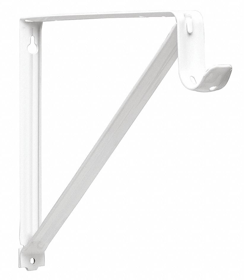 KNAPE & VOGT Closet Bracket, Standard Duty, Steel, White, 500 Load