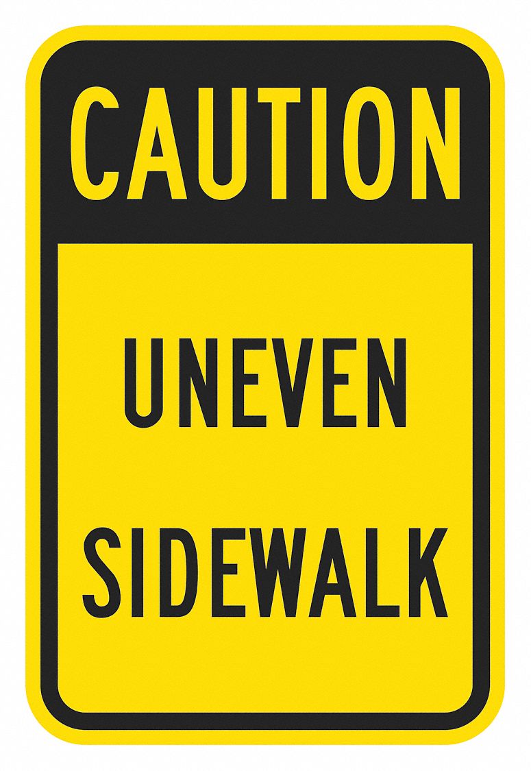 LYLE Warning Sign, Sign Format Traditional OSHA, Uneven Sidewalk, Sign