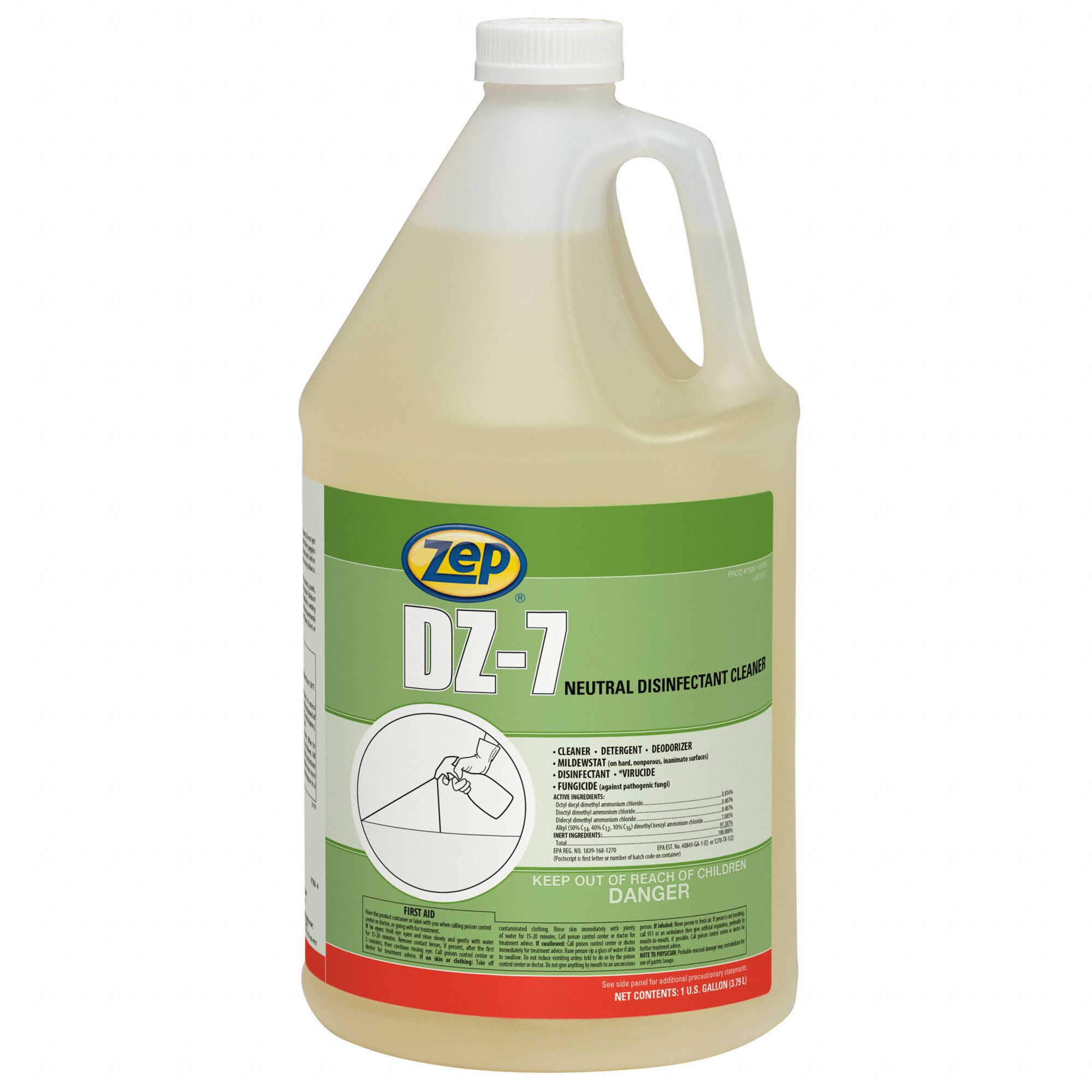 ZEP, Jug, 1 gal Container Size, Neutral Disinfectant Cleaner 449W17