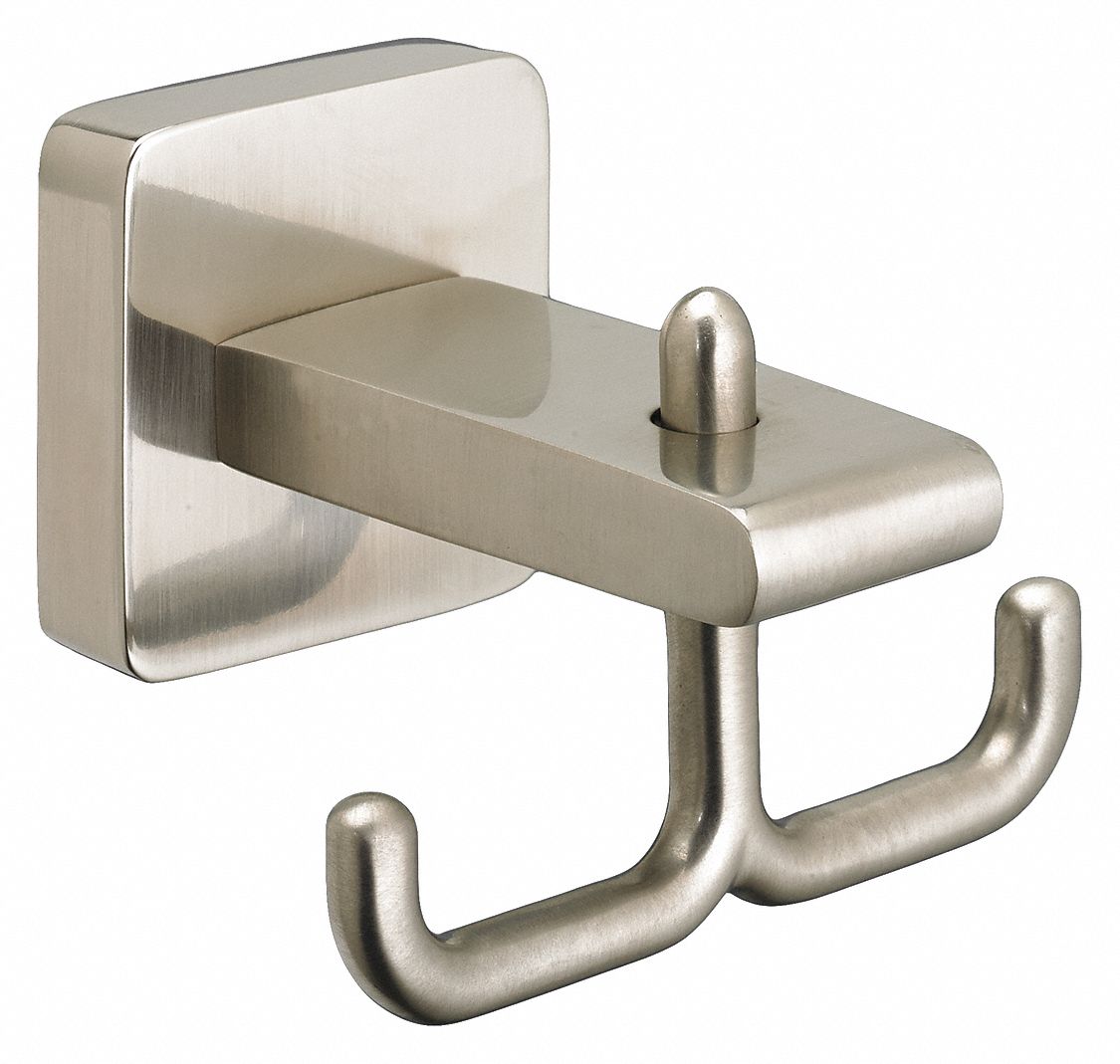 AMERICAN STANDARD Robe Hook, Double Satin Nickel 44E4318335210.295 Grainger
