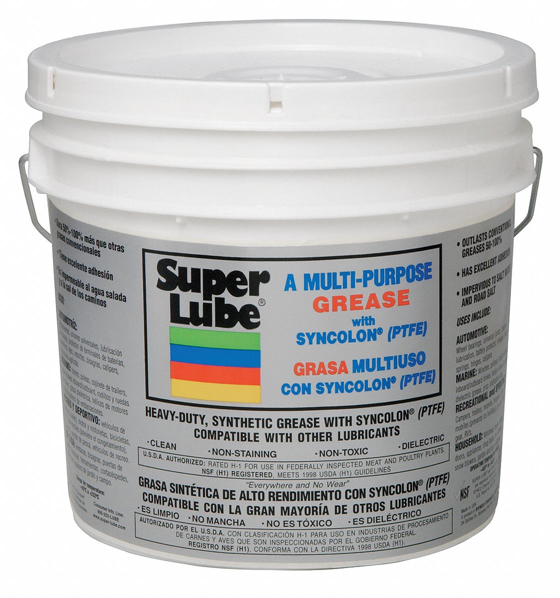 SUPER LUBE White PTFE Multipurpose Grease, 5 lb., NLGI Grade 2