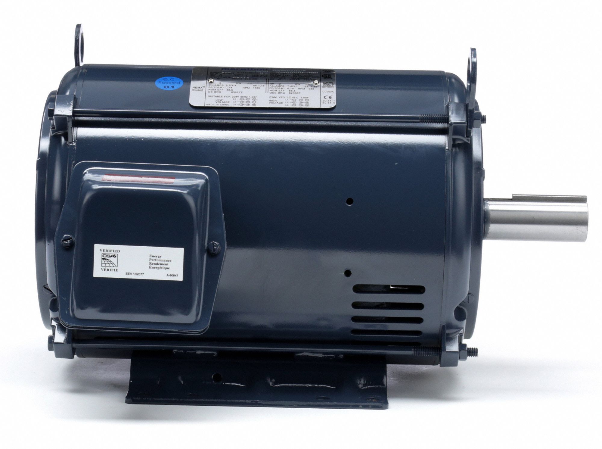 MARATHON MOTORS General Purpose Motor, 3 HP, 3Phase, Nameplate RPM