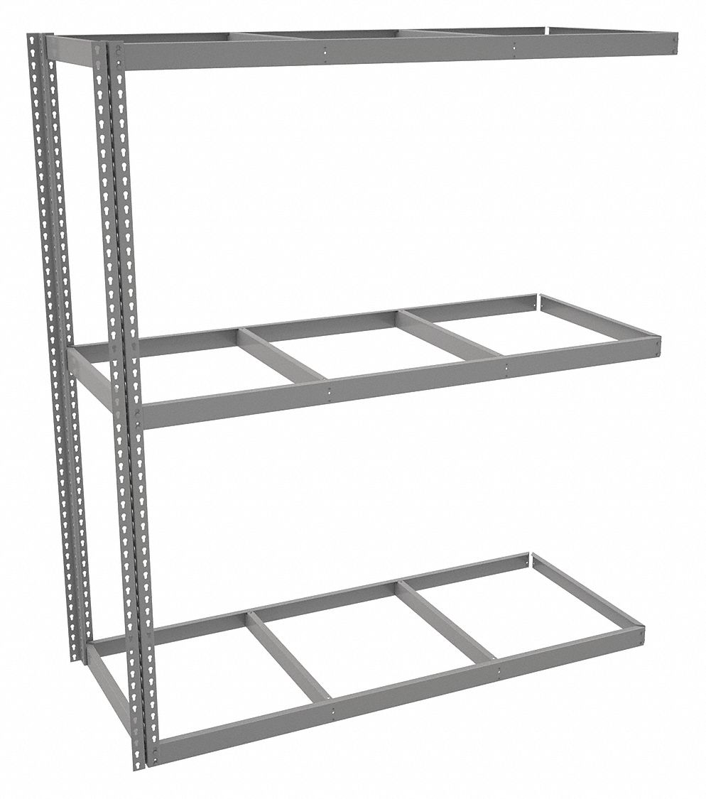TENNSCO Boltless Shelving AddOn, HeavyDuty, 72 in x 30 in, 84 in Overall Ht, 3 Shelves