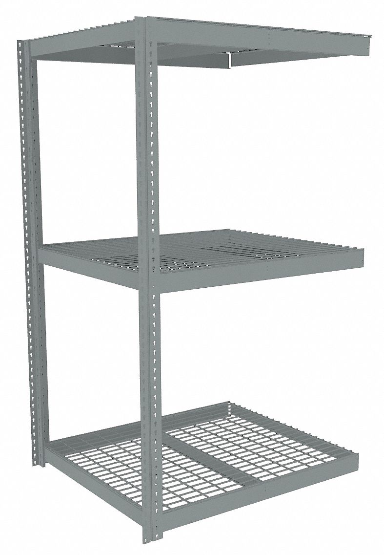 TENNSCO Boltless Shelving AddOn, HeavyDuty, 48 in x 42 in, 84 in Overall Ht, 3 Shelves, Steel
