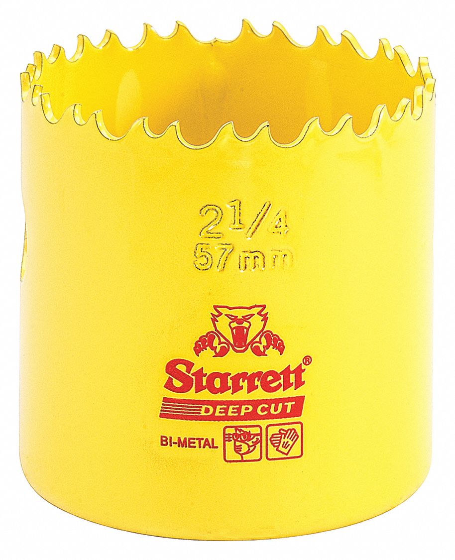 STARRETT, BiMetal Deep Cut Hole Saw, 21/4",57mm 44WD34DCH0214G