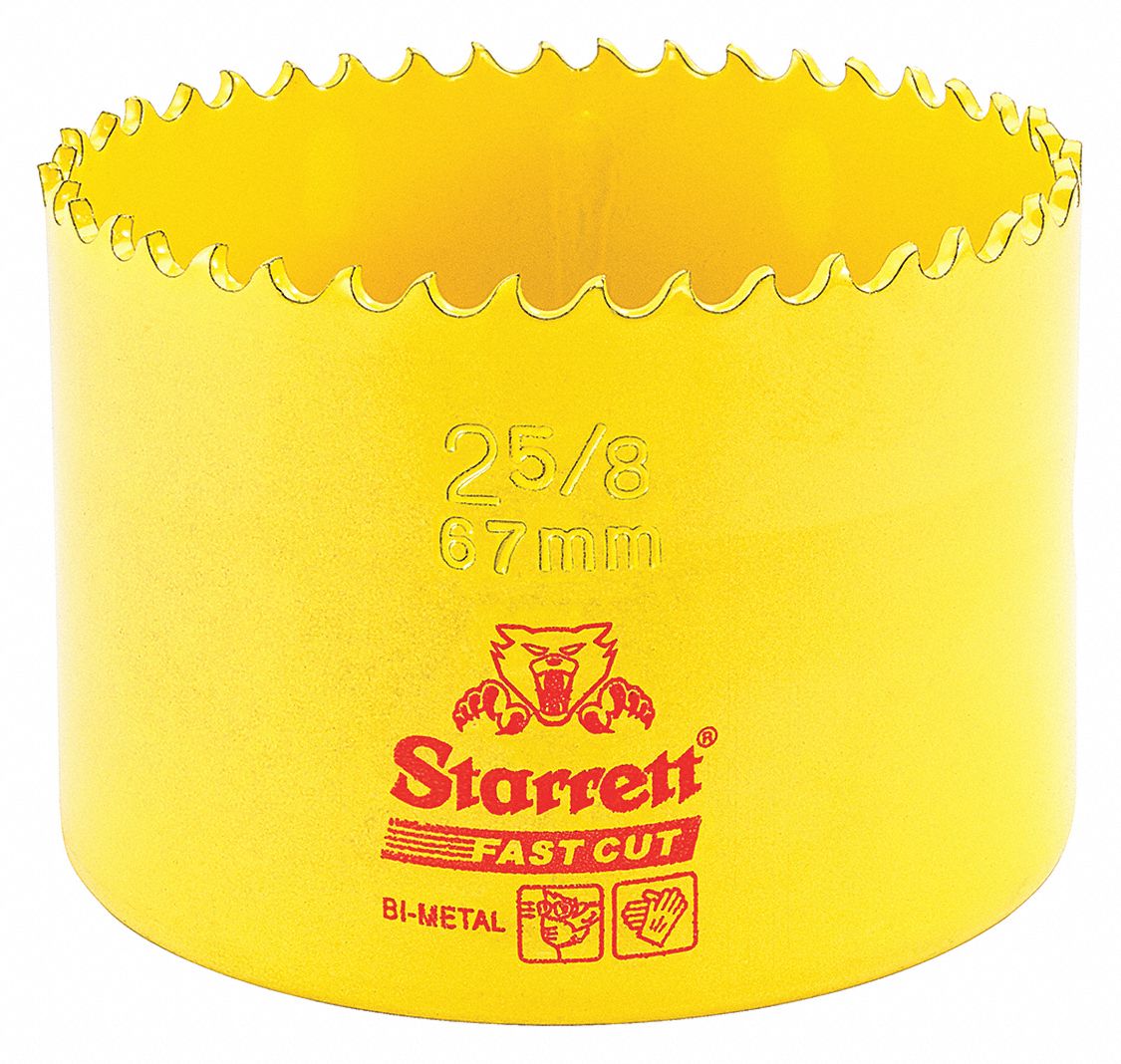 STARRETT, BiMetal Fast Cut Hole Saw, 25/8",67mm 44WD97FCH0258G