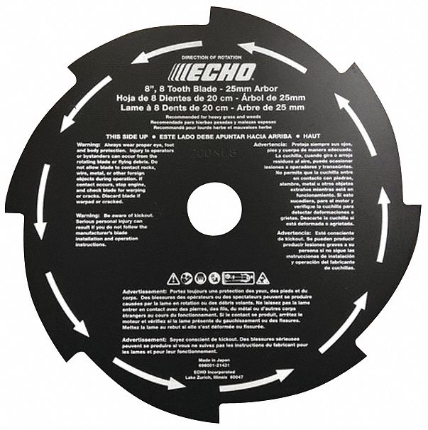ECHO, 8 in Dia, Grass Weed Blade, 25mm Arbor 44X14969600121431
