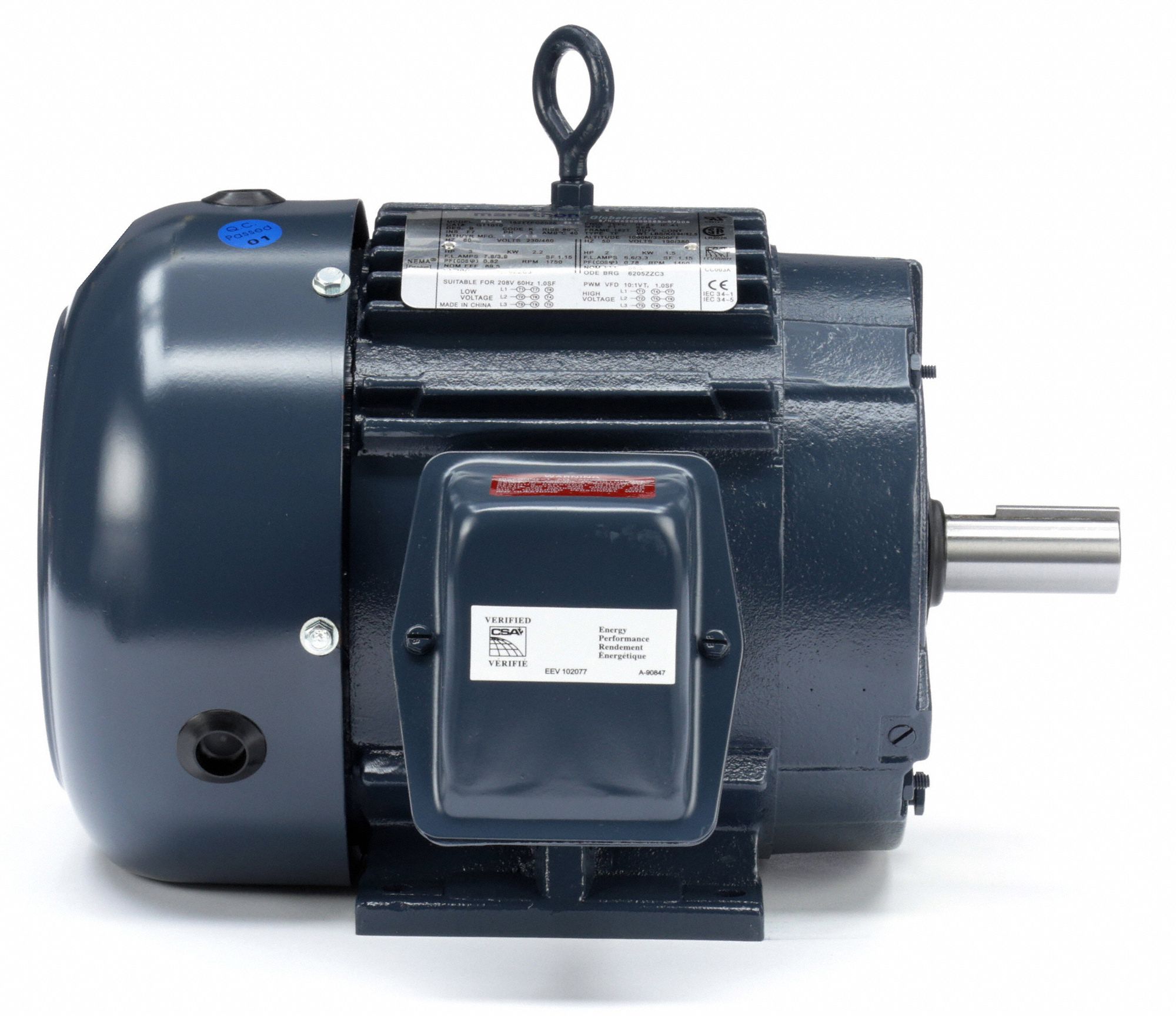 MARATHON MOTORS General Purpose Motor, 3 HP, 3Phase, Nameplate RPM