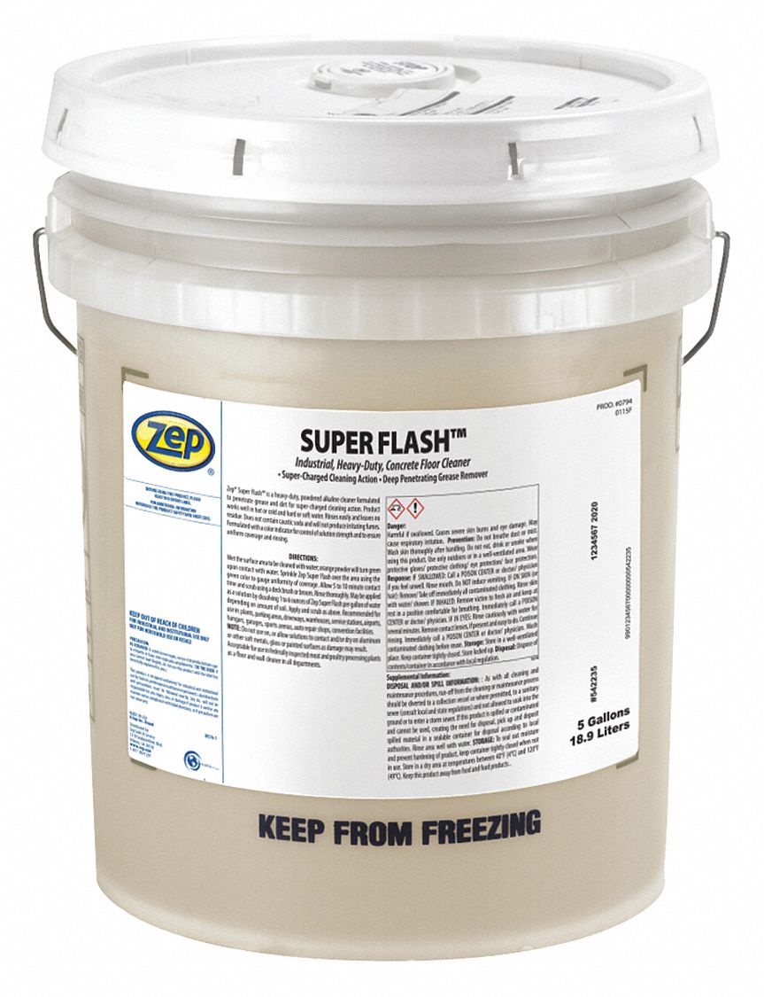 ZEP Concrete Floor Cleaner, Granules, 40 lb, Drum, 640 gal RTU Yield