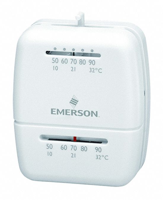 EMERSON Low Voltage Thermostat, 27/8" W, White 451G441C20102
