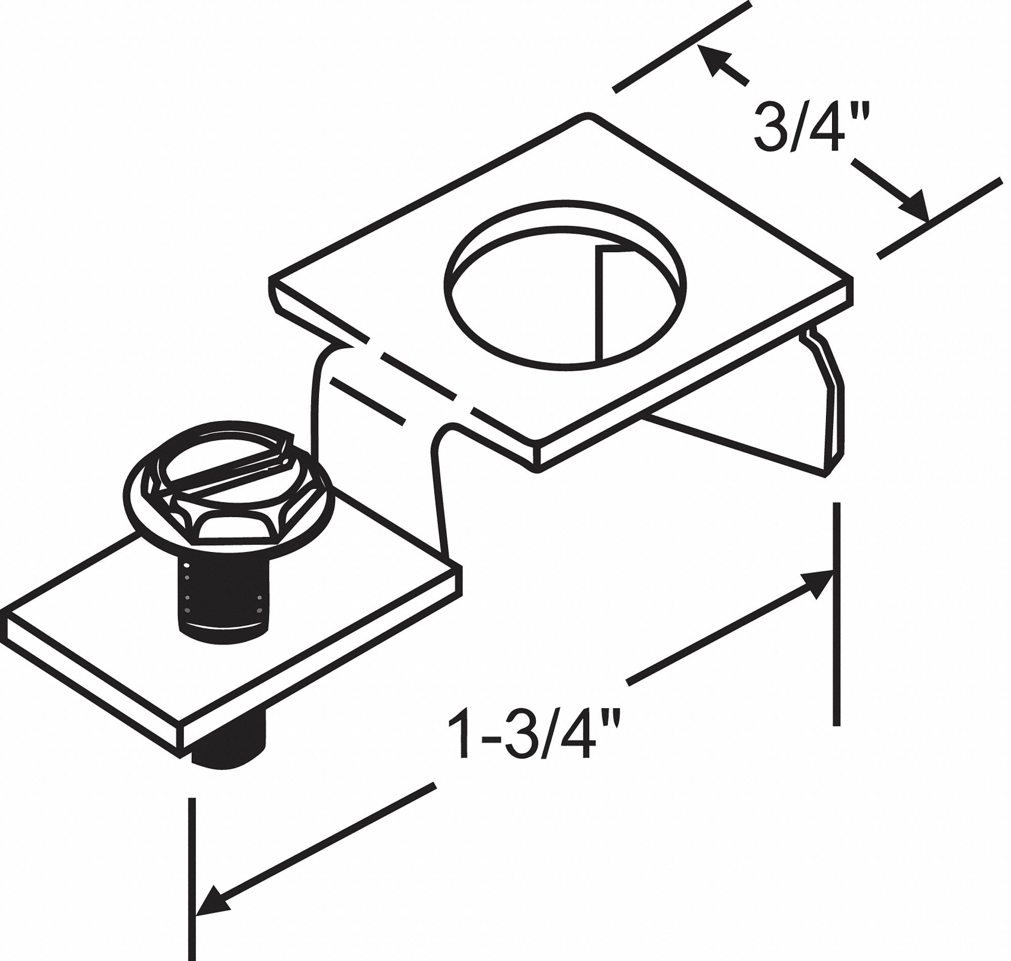 GRAINGER APPROVED Pivot Bracket, Folding, Steel, Steel Plated, 1 3/4 in