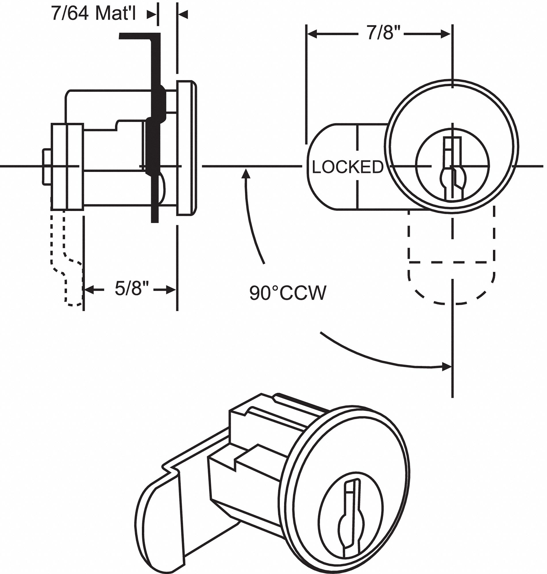 For 4C Pedestal Mailboxes, HL1 Keyway/Series C8718 Offset Cam, Mailbox
