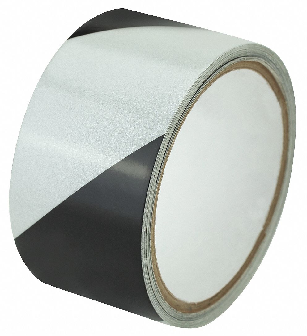 Reflective, Striped, Floor Marking Tape 452C73ZRS2X5BW Grainger