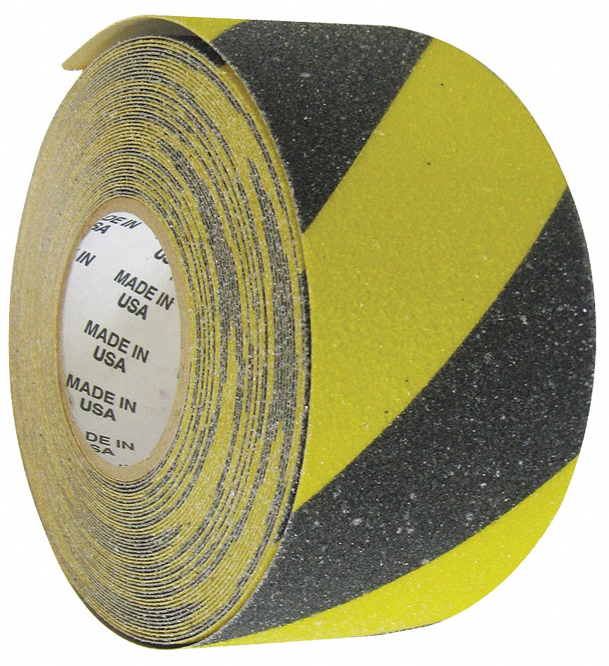 WOOSTER Striped Black/Yellow AntiSlip Tape, 3 in x 60 ft, 46 Grit