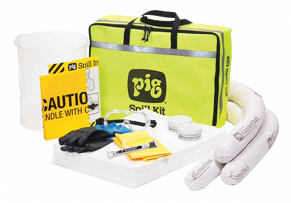 PIG Spill Kit/Station, Stowaway Bag, OilBased Liquids, 7.3 gal